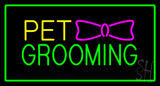 Pet Grooming Logo Rectangle Green Neon Sign
