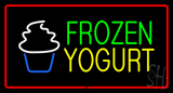 Frozen Yogurt Rectangle Red Neon Sign