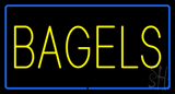 Yellow Bagels Rectangle With Blue Border Neon Sign