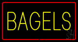 Yellow Bagels Rectangle With Red Border Neon Sign