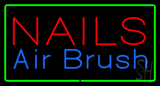 Red Nails Airbrush Green Border Neon Sign
