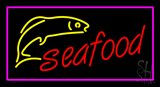 Seafood Logo With Pink Border Animated Neon Sign