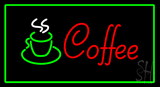 Red Coffee With Green Border Neon Sign