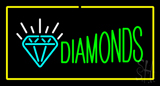 Diamonds Logo Yellow Rectangle Neon Sign