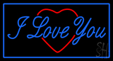 I Love You Logo Blue Border Neon Sign