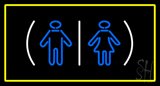 Restrooms Logo Rectangle Yellow Neon Sign