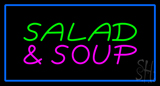 Salad And Soup Blue Border Neon Sign