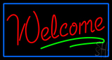 Welcome Rectangle Blue Neon Sign