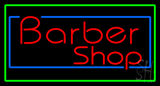 Red Barber Shop With Blue And Green Border Neon Sign
