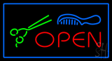 Open With Comb And Knife Animated Neon Sign