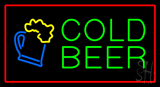 Cold Beer With Animated Red Border Neon Sign