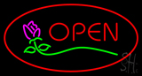 Rose Red Oval Open Neon Sign