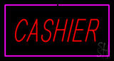 Cashier Rectangle Pink Border Neon Sign