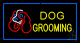 Dog Grooming Blue Rectangle Neon Sign