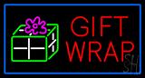 Red Gift Wrap Blue Border Neon Sign