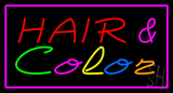 Hair And Color With Pink Border Neon Sign