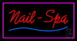 Red Nails Spa With Pink Border Neon Sign