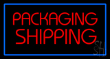 Packaging Shipping Blue Rectangle Neon Sign