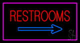 Restrooms Rectangle Pink Neon Sign
