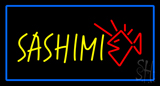 Yellow Sashimi Rectangle Blue Neon Sign