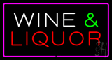 Wine And Liquor Rectangle Purple Neon Sign