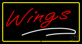 Wings Yellow Border Neon Sign