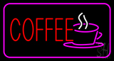 Red Coffee Logo With Pink Border Neon Sign