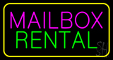 Mailbox Rental Block Yellow Border Neon Sign