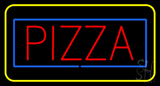 Pizza With Yellow And Blue Border Neon Sign