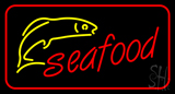 Red Seafood With Red Border Logo Neon Sign