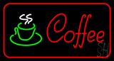 Red Coffee Logo With Red Border Neon Sign