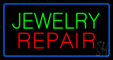 Jewelry Repair Rectangle Blue Neon Sign
