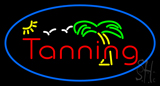Tanning Oval Border With Palm Tree Neon Sign