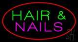 Red Oval Hair And Nails Neon Sign