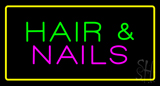 Green Hair And Nails With Yellow Border Neon Sign
