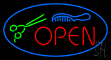Open Scissor And Comb Logo Neon Sign