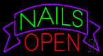 Green Nails Red Open Neon Sign