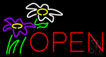 Flowers Logo Block Open Neon Sign