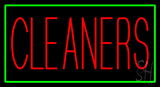 Red Cleaners Green Border Neon Sign