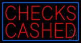 Red Checks Cashed Blue Border Neon Sign