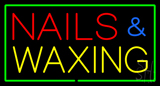 Red Nails And Waxing With Green Border Neon Sign