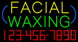 Block Facial Waxing With Phone Number Neon Sign
