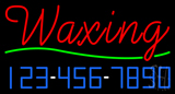 Red Cursive Waxing With Phone Number Neon Sign