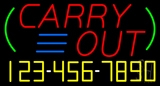 Carry Out With Phone Number Neon Sign