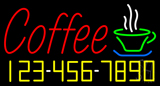 Red Coffee With Phone Number Neon Sign