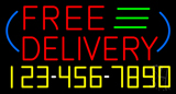 Free Delivery With Phone Number Neon Sign