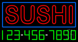 Double Stroke Red Sushi With Phone Number Neon Sign