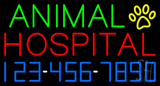 Animal Hospital With Phone Number Neon Sign