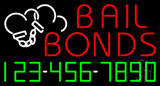Red Bail Bonds With Phone Number Neon Sign