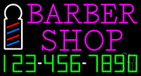 Pink Barber Shop With Phone Number Neon Sign